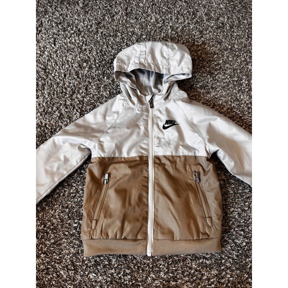 Nike Toddler Windbreaker Jacket 3T Light Bone Tan Hooded Water Resistant NWT